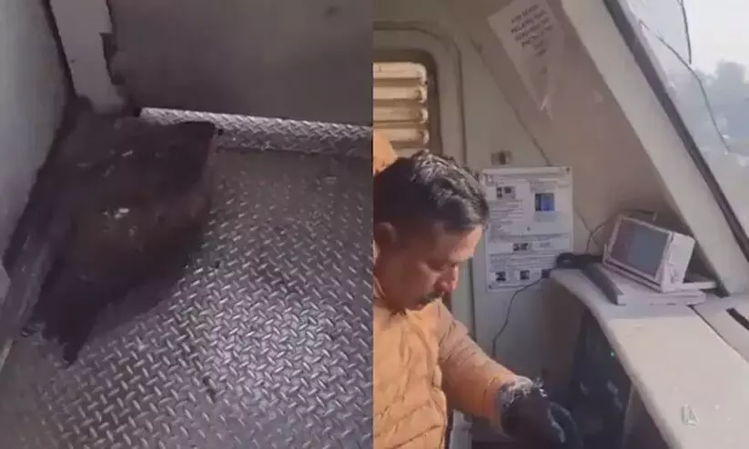 ട്രെയിനിന്റെ ചില്ലിൽ പരുന്ത് ഇടിച്ചുകയറി ലോക്കോപൈലറ്റിന് പരിക്ക് VIDEO