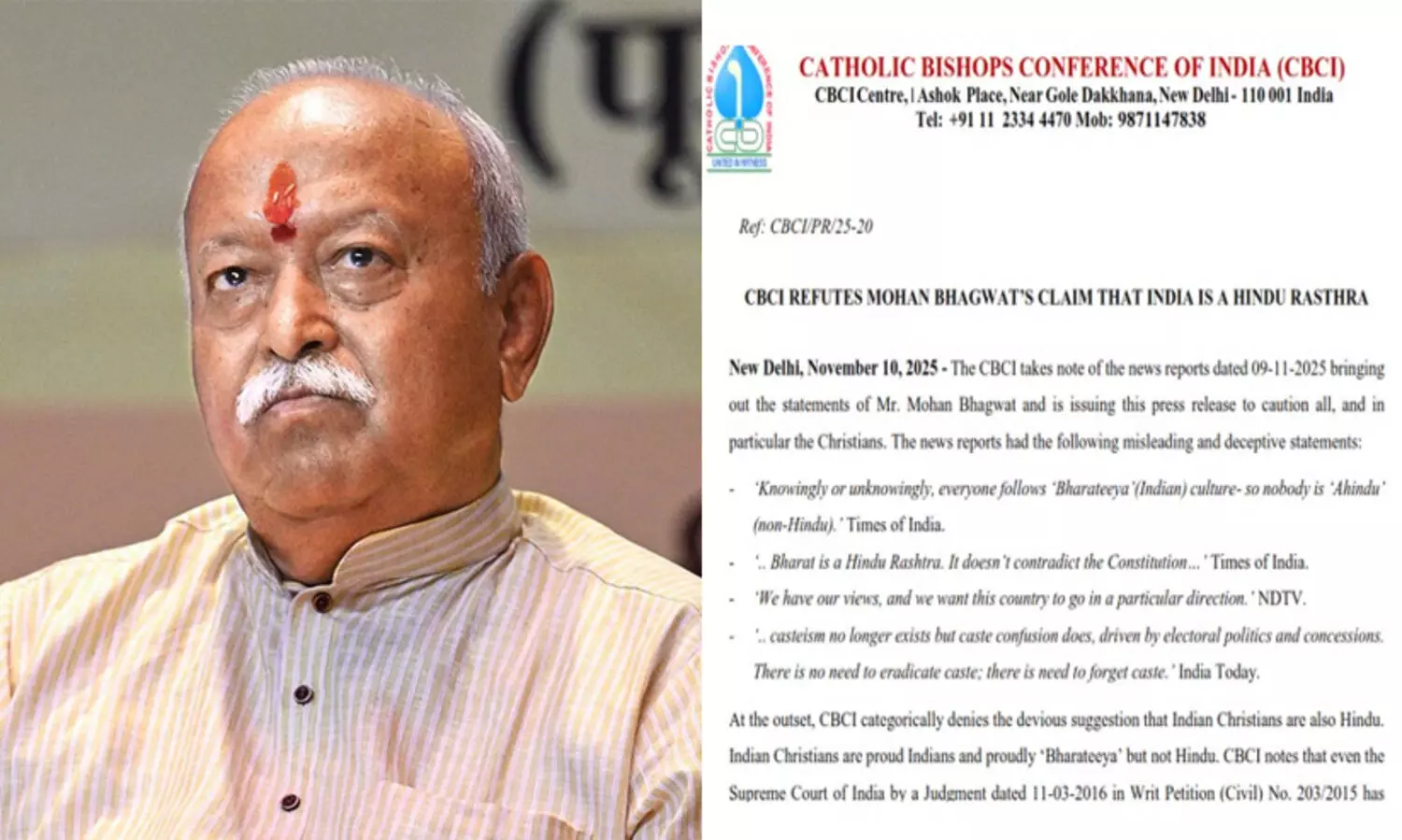 ‘മതേതരത്വവും ഭരണഘടനയും സംരക്ഷിക്കണം’; ആർ.എസ്.എസിനെതിരായ സി.ബി.സി.ഐ നിലപാട് തെരഞ്ഞെടുപ്പുഗോദയിൽ പ്രതിഫലിക്കുമോ?