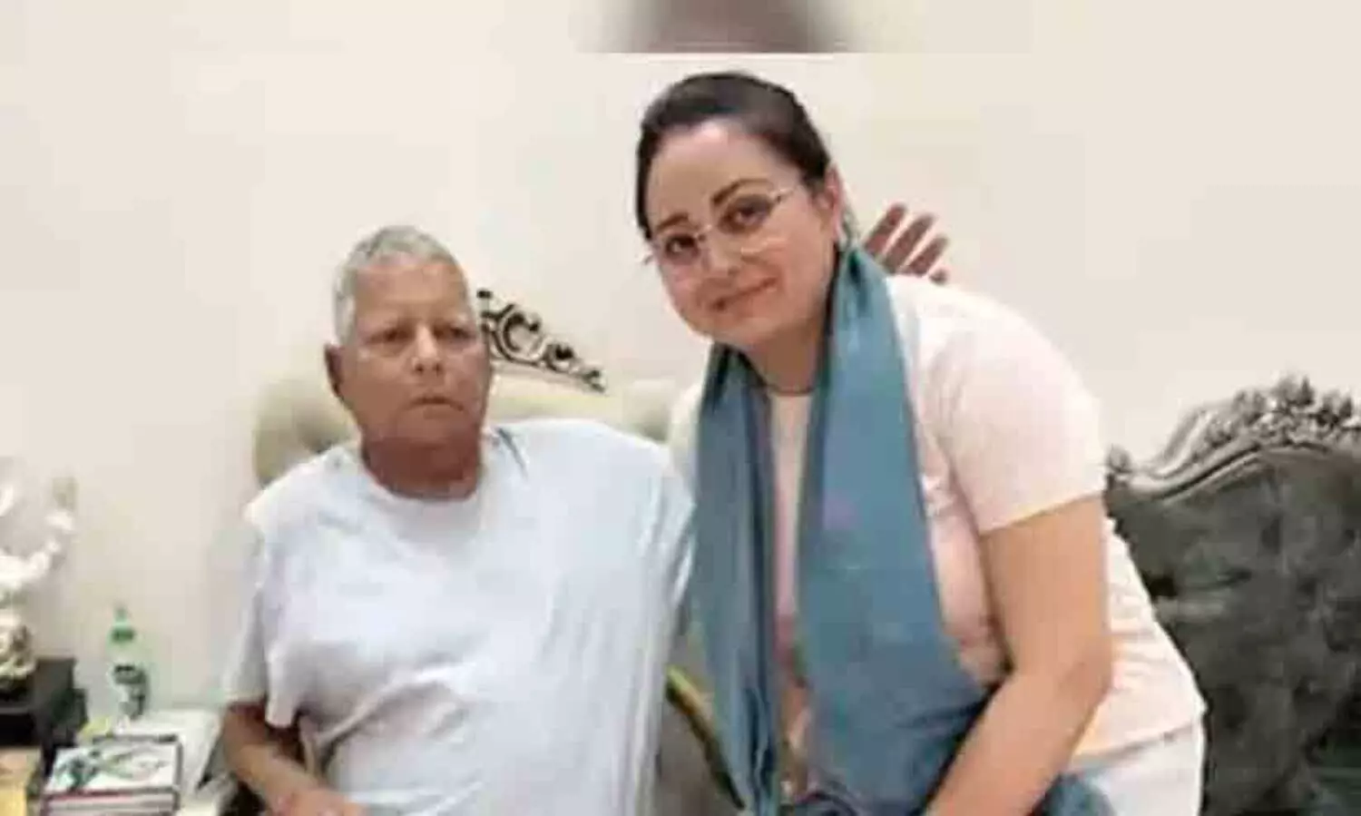 Rohini Acharya with Lalu Yadav