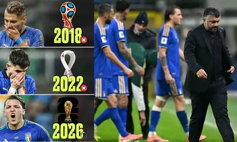 അയോഗ്യതയിൽ ഇറ്റലി ഹാട്രിക് അടിക്കുമോ..? േപ്ലഓഫും എളുപ്പമല്ല; ലക്ഷ്യം കഠിന കഠോരം അയോഗ്യതയിൽ ഇറ്റലി ഹാട്രിക് അടിക്കുമോ..? േപ്ലഓഫും എളുപ്പമല്ല; ലക്ഷ്യം കഠിന കഠോരം