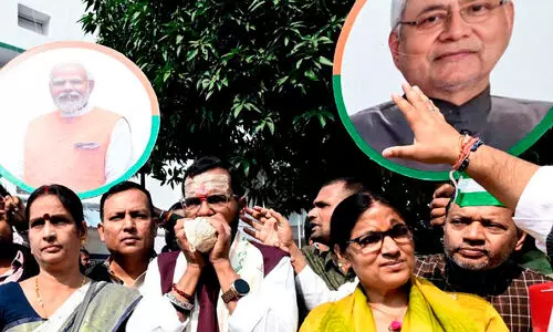 JDU workers cheer on the victory of bihar elections