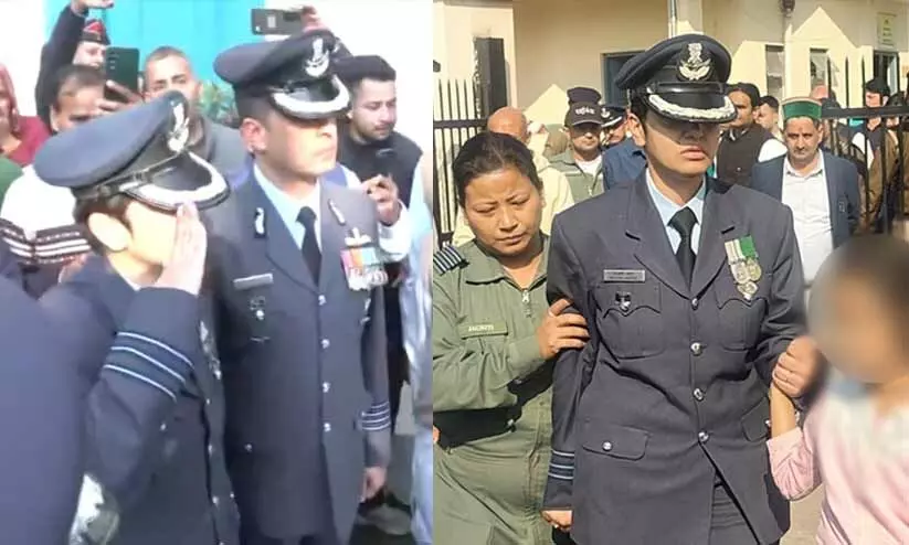 പ്രിയതമന് വിങ് കമാൻഡർ അഫ്ഷാന്റെ ലാസ്റ്റ് സല്യൂട്ട്; തേജസിൽ പൊലിഞ്ഞ ധീരപുത്രന് യാത്രാമൊഴി പ്രിയതമന് വിങ് കമാൻഡർ അഫ്ഷാന്റെ ലാസ്റ്റ് സല്യൂട്ട്; തേജസിൽ പൊലിഞ്ഞ ധീരപുത്രന് യാത്രാമൊഴി