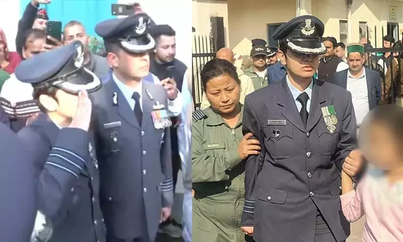 പ്രിയതമന് വിങ് കമാൻഡർ അഫ്ഷാന്റെ ലാസ്റ്റ് സല്യൂട്ട്; തേജസിൽ പൊലിഞ്ഞ ധീരപുത്രന് യാത്രാമൊഴി