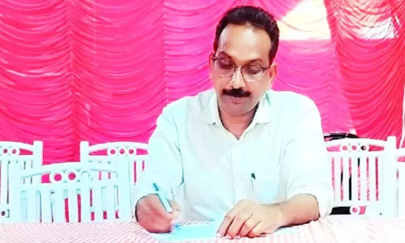 M.S. Mohanan at the Election Committee office in Srinarayanapuram M.S. Mohanan at the Election Committee office in Srinarayanapuram