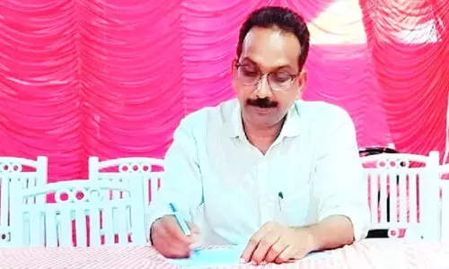 M.S. Mohanan at the Election Committee office in Srinarayanapuram