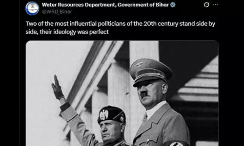 ഹിറ്റ്‌ലറെയും മുസ്സോളിനിയെയും പ്രശംസിച്ച് ബിഹാർ സർക്കാറിന്‍റെ പോസ്റ്റർ; ഹാക്ക് ചെയ്യപ്പെട്ടതാണെന്ന് വിശദീകരണം