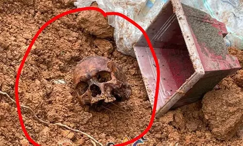 മുറ്റം ഉയർത്താനായി ഇറക്കിയ മണ്ണിൽ തലയോട്ടി, പരിഭ്രാന്തരായി നാട്ടുകാർ