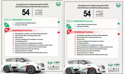 ദേ​ശീ​യ ദി​നാ​ഘോ​ഷം; ട്രാ​ഫി​ക്​ ​നി​ർ​ദേ​ശ​ങ്ങ​ളു​മാ​യി ദു​ബൈ പൊ​ലീ​സ്​