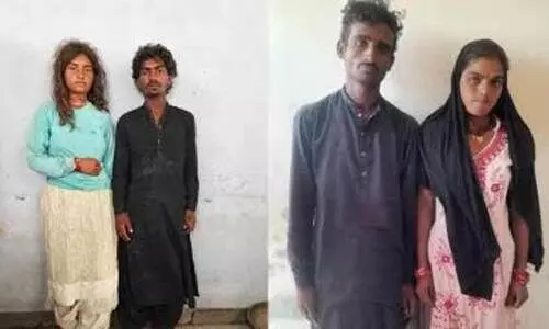 Toto and Meena Bhil from Lasri village in Pakistan (left). Popat and Gauri from Mungaria village of Pakistan