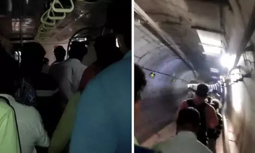ചെന്നൈ മെട്രോ ട്രെയിൻ സബ് വേയിൽ കുടുങ്ങി; തുരങ്കത്തിലൂടെ നടന്ന് യാത്രക്കാർ