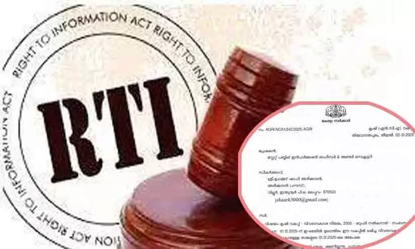 ഒറ്റ ദിവസം കൊണ്ട് വിവരാവകാശ മറുപടി; വിസ്മയിപ്പിച്ച് കൃഷി വകുപ്പ് എസ്.പി.ഐ.ഒ