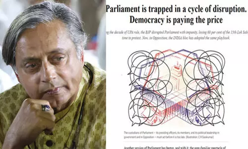 ‘ഉത്തരവാദിത്തം മറന്ന് പാർല​മെന്റ് അലങ്കോലമാക്കുന്നു, അവസരങ്ങൾ നഷ്ടപ്പെടുത്തുന്നു’; പ്രതിപക്ഷത്തിനെതിരെ രൂക്ഷ വിമർശനവുമായി തരൂർ