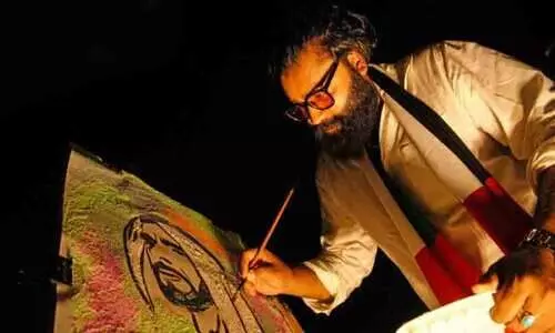 ശൈഖ് സായിദിന് മണൽചിത്രം കൊണ്ട് ആദരം