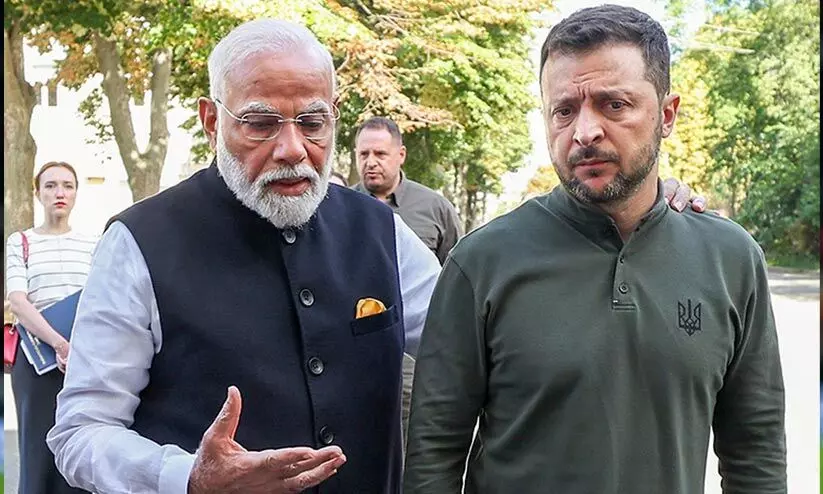 പുടിനു പിന്നാലെ യുക്രെയ്ൻ പ്രസിഡന്റ് സെലൻസ്കിക്കും ക്ഷണം; നയതന്ത്രം ഊഷ്മളമാക്കാൻ ഇന്ത്യ പുടിനു പിന്നാലെ യുക്രെയ്ൻ പ്രസിഡന്റ് സെലൻസ്കിക്കും ക്ഷണം; നയതന്ത്രം ഊഷ്മളമാക്കാൻ ഇന്ത്യ