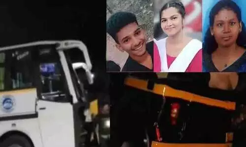 Three killed as bus carrying Sabarimala pilgrims collides with autorickshaw Three killed as bus carrying Sabarimala pilgrims collides with autorickshaw