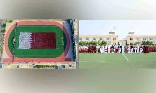 ഖ​ത്ത​ർ ദേ​ശീ​യ ദി​നാ​ച​ര​ണം; ഐ​ക്യ​ത്തി​ന്റെ ദൃ​ശ്യ​വി​രു​ന്നൊ​രു​ക്കി എം.​ഇ.​എ​സ് വി​ദ്യാ​ർ​ഥി​ക​ൾ