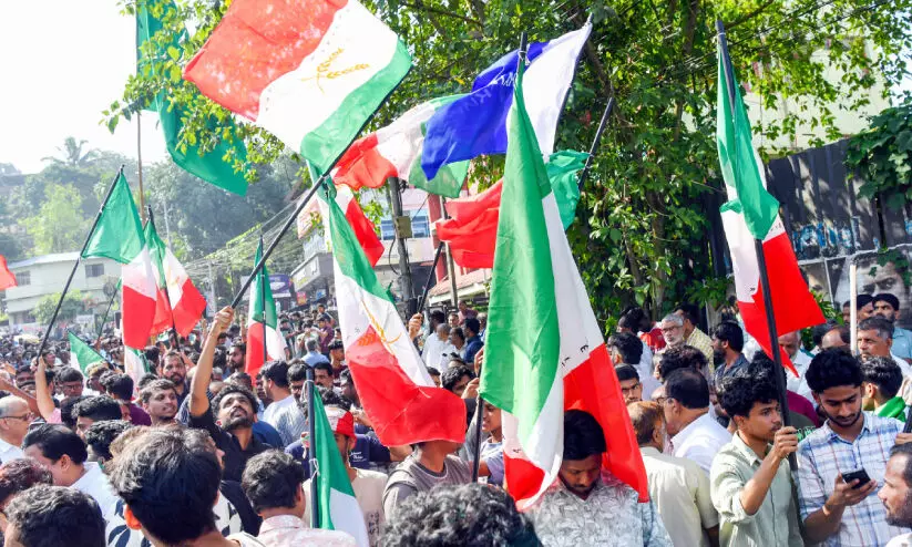 Activists celebrating the victory of the Welfare Party Activists celebrating the victory of the Welfare Party