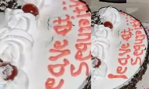 ലീവ് അറ്റ് സെക്യൂരിറ്റി; ഓൺലൈനായി ഓർഡർ ചെയ്ത ബർത് ഡേ കേക്കിൽ എഴുതി നൽകിയത് ഡെലിവറി ഏജന്‍റിന് നൽകിയ നിർദേശം; വൈറൽ വിഡിയോ