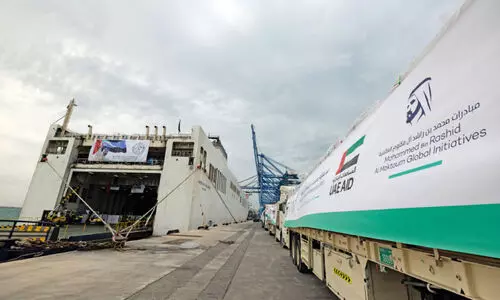 ഗ​സ്സ​യി​ലേ​ക്ക്​ സ​ഹാ​യ വ​സ്തു​ക്ക​ളു​മാ​യി ക​പ്പ​ൽ പു​റ​പ്പെ​ട്ടു