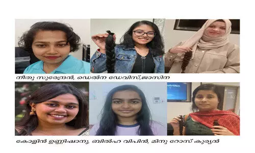 കാ​ൻ​സ​ർ രോ​ഗി​ക​ൾ​ക്കാ​യി മു​ടി ദാ​നം ന​ൽ​കി പ്ര​വാ​സി വ​നി​ത​ക​ൾ