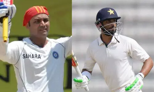 സെവാഗി​ന്റെ 19 വർഷം പഴക്കമുള്ള റെക്കോഡ് തിരുത്തി പാക് താരം ഷാ മസൂദ്; 177 പന്തിൽ ഇരട്ട സെഞ്ച്വറി