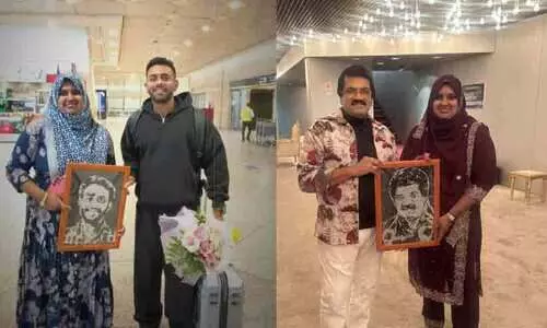 ഹാ​ർ​മോ​ണി​യ​സ്​ കേ​ര​ള; എം.​ജി​യെ​യും അ​ർ​ജു​നെ​യും കാ​ൻ​വാ​സി​ലാ​ക്കി മി​ർ​സ ക​രീം