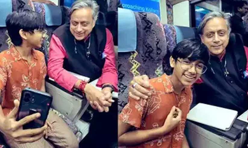 വന്ദേ ഭാരത് യാത്രയിൽ എ.ഐ കിഡ് റൗൾ ജോൺ അജുവിനെ കണ്ടുമുട്ടി ശശി തരൂർ; ‘ഇല്യൂമിനേറ്റിങ്’ എന്ന് കമന്റ് വന്ദേ ഭാരത് യാത്രയിൽ എ.ഐ കിഡ് റൗൾ ജോൺ അജുവിനെ കണ്ടുമുട്ടി ശശി തരൂർ; ‘ഇല്യൂമിനേറ്റിങ്’ എന്ന് കമന്റ്