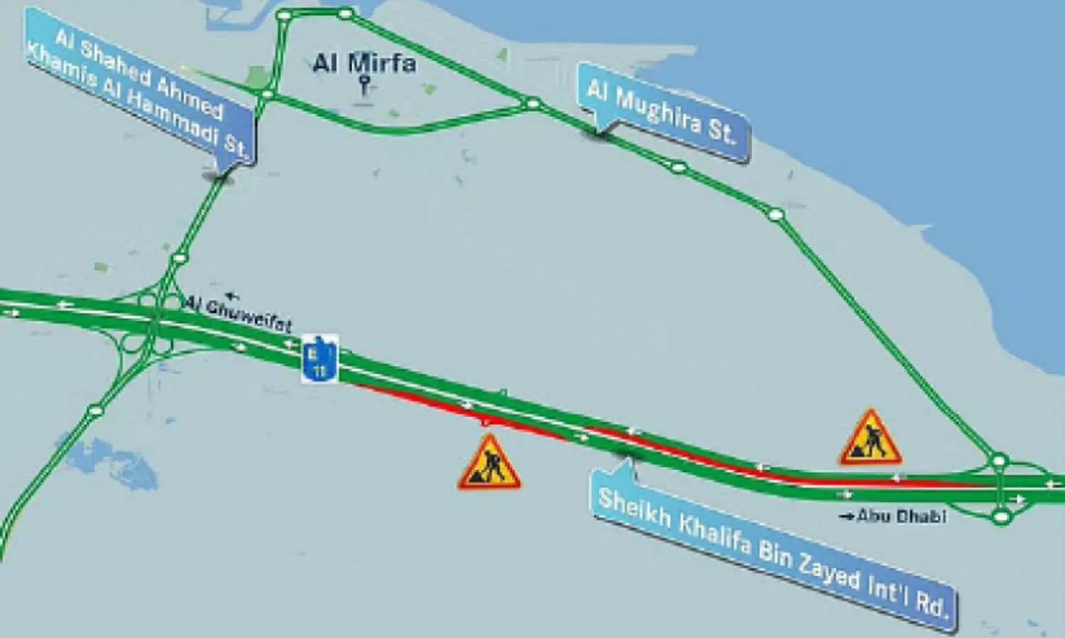 അ​ല്‍ മി​ര്‍ഫ​ക്കു​സ​മീ​പം റോ​ഡ് ഭാ​ഗി​ക​മാ​യി അ​ട​ച്ചി​ടും