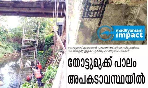 തോട്ടുമുക്ക് പാലത്തിൽ അറ്റകുറ്റപ്പണി