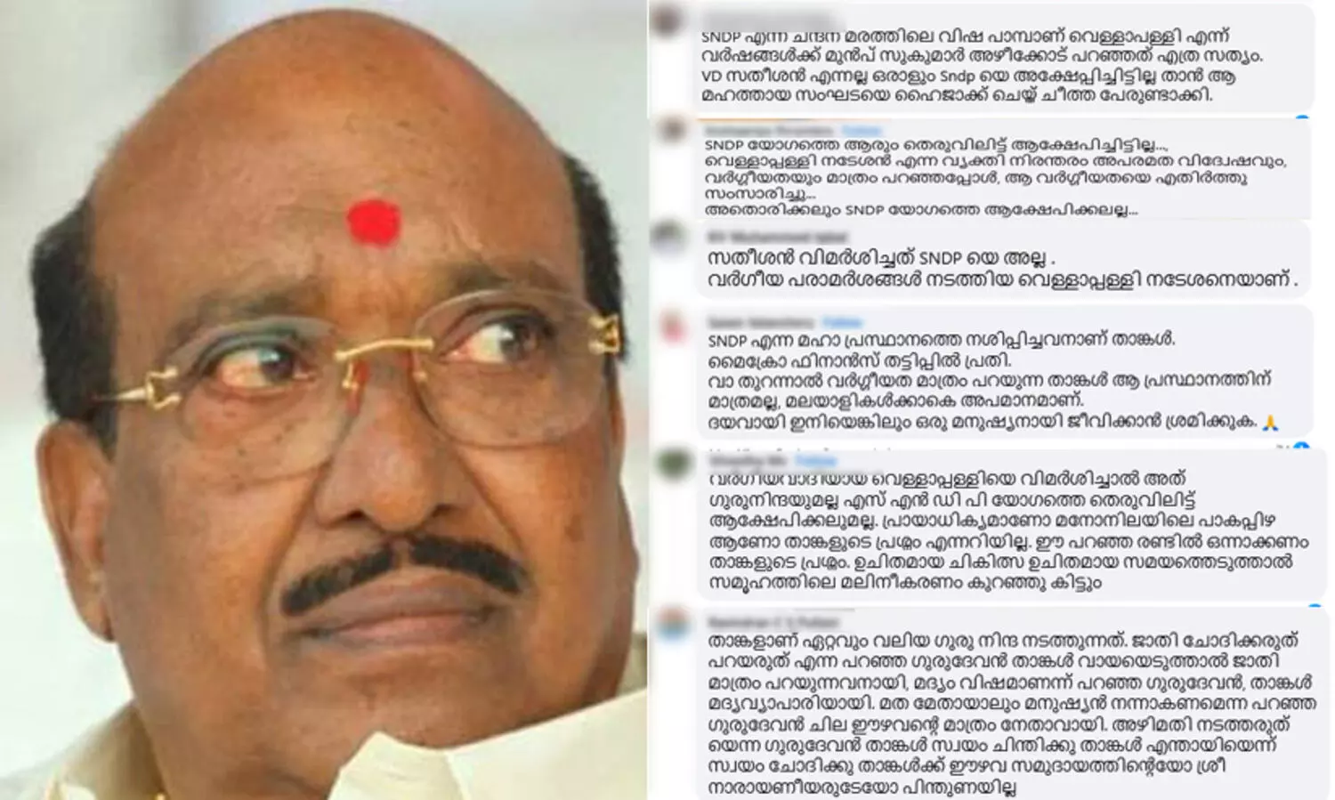 ചന്ദന മരത്തിലെ വിഷപ്പാമ്പ് മുതൽ മൈക്രോ ഫിനാൻസ് തട്ടിപ്പുവരെ കമന്റ് ബോക്സിൽ നിരത്തി നെറ്റിസൺസ്; ഫേസ്ബുക്കിൽ പോസ്റ്റിട്ട് വെള്ളാപ്പള്ളി കുടുങ്ങി