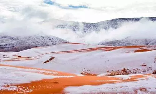 ചുട്ടുപൊള്ളുന്ന സഹാറ മരുഭൂമിയിലെ മഞ്ഞ് വീഴൽ പ്രതിഭാസത്തിനു പിന്നിൽ... ചുട്ടുപൊള്ളുന്ന സഹാറ മരുഭൂമിയിലെ മഞ്ഞ് വീഴൽ പ്രതിഭാസത്തിനു പിന്നിൽ...