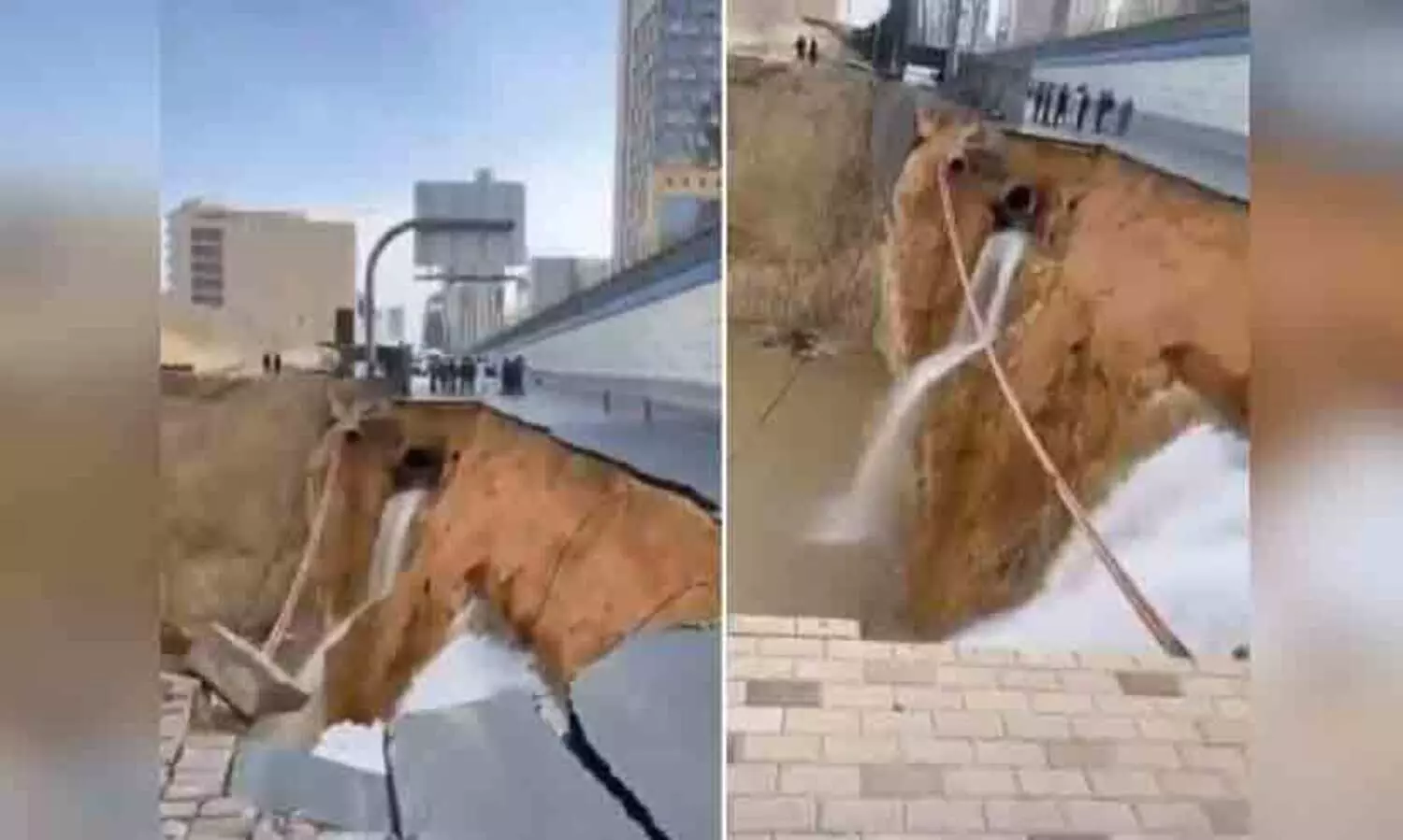 റിയാദിൽ പ്രധാന ജലപൈപ്പ് പൊട്ടി റോഡ് തകർന്നു; സേവനങ്ങൾ തടസ്സപ്പെട്ടില്ലെന്ന് അധികൃതർ