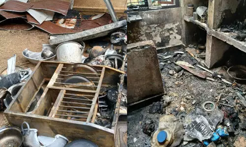 പാ​ച​ക വാ​ത​ക ചോ​ർ​ച്ച; അ​ടു​ക്ക​ള​ക്ക് തീ​പി​ടി​ച്ചു