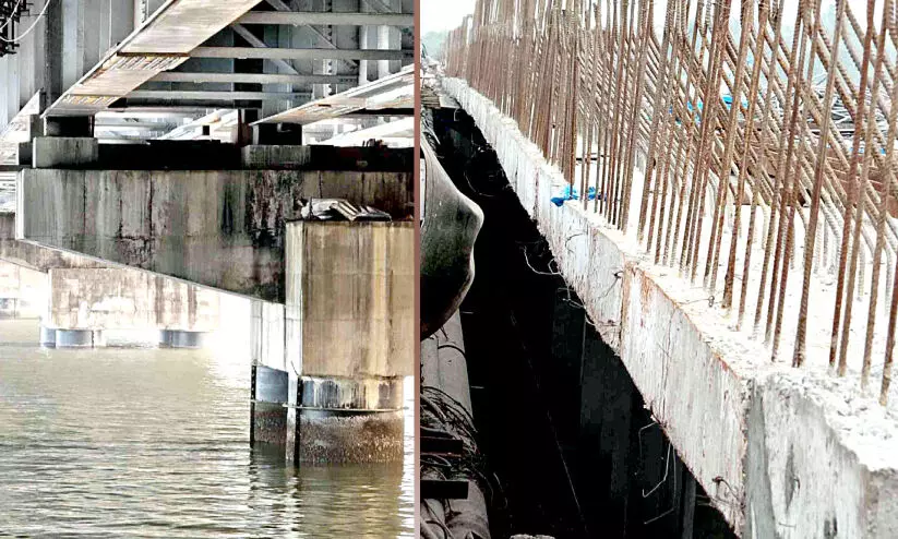 കോ​ട്ട​പ്പു​റം പാ​ലം പി​ല്ല​ർ താ​ഴേ​ക്കി​രു​ന്നു; കോ​ണ്‍ക്രീ​റ്റി​ങ് നി​ര്‍ത്തി