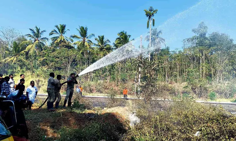 റെയിൽവേ ട്രാക്കിനോട് ചേർന്ന് തീപിടിത്തം