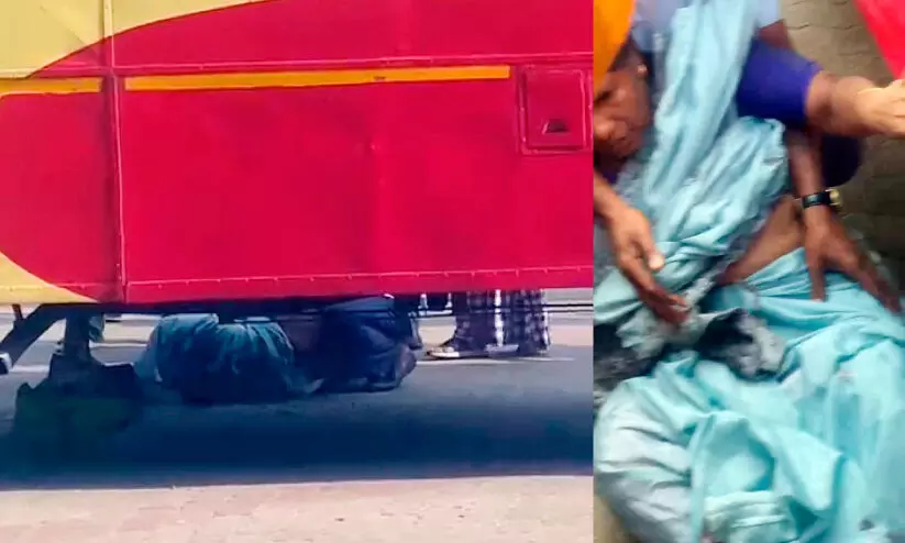 കെ.എസ്‌.ആർ.ടി.സി സ്റ്റാൻഡിൽ യാത്രക്കാരിയുടെ കാലിലൂടെ ബസ് കയറിയിറങ്ങി