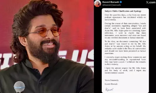 അല്ലു അർജുനെതിരായ ആരോപണം: ക്ഷമ ചോദിച്ച് കാവേരി ബറുവ