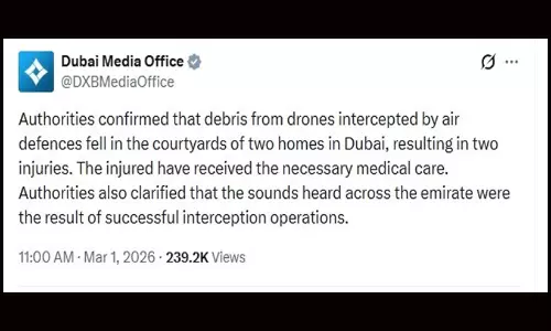 ദുബൈയിൽ ഡ്രോൺ അവശിഷ്ടങ്ങൾ വീണ്​ രണ്ട് പേർക്ക് പരിക്ക്​