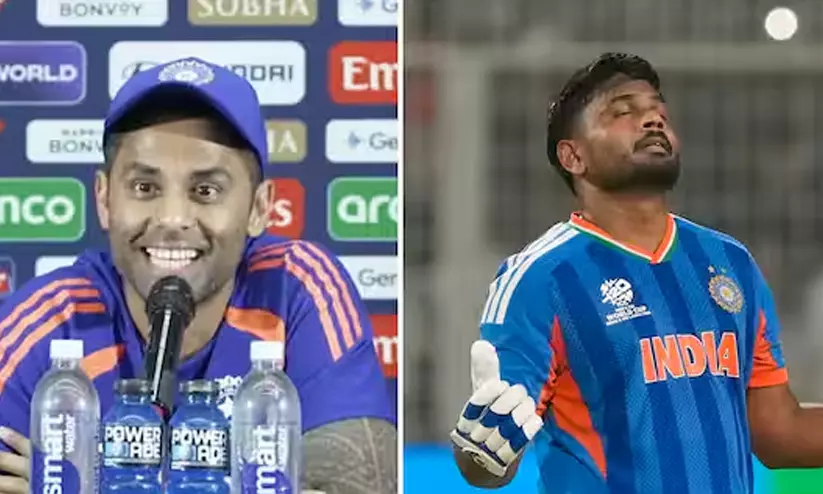 സഞ്ജുവിനെ ടീമിലെടുക്കുന്നതുമായി ബന്ധപ്പെട്ട് സൂര്യകുമാറിന്റെ പരിഹാസ മറുപടി; മലയാളി താരത്തിന്റെ തകർപ്പൻ ഇന്നിങ്സിന് പിന്നാലെ വൈറലായി വിഡിയോ സഞ്ജുവിനെ ടീമിലെടുക്കുന്നതുമായി ബന്ധപ്പെട്ട് സൂര്യകുമാറിന്റെ പരിഹാസ മറുപടി; മലയാളി താരത്തിന്റെ തകർപ്പൻ ഇന്നിങ്സിന് പിന്നാലെ വൈറലായി വിഡിയോ