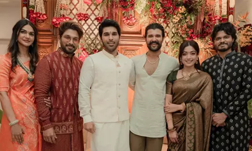 വിവാഹശേഷം ആദ്യമായ് പങ്കെടുക്കുന്ന ആഘോഷം; അല്ലുവിന്‍റെ വീട്ടിലെത്തി രശ്മികയും വിജയ് ദേവരകൊണ്ടയും