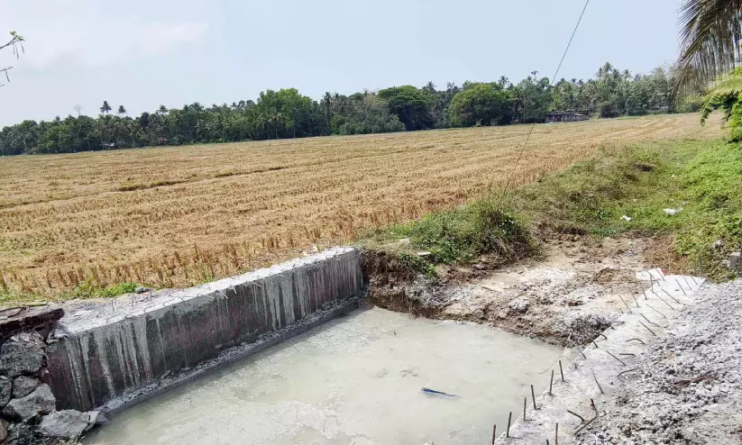 തോടിന് കുറുകെ നിർമിച്ച പാലം തകര്‍ന്നു