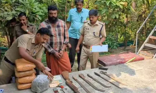 6.83 കിലോ കഞ്ചാവും മാരകായുധങ്ങളുമായി അറസ്റ്റിൽ