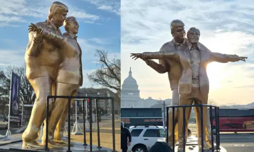 ട്രംപ്-എപ്സ്റ്റീൻ ബന്ധം ചർച്ചയാക്കി ടൈറ്റാനിക് ശിൽപ്പം; യു.എസിൽ പ്രതിഷേധം കനക്കുന്നു