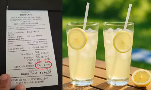 ഗ്യാസ് വേണ്ടാത്ത നാരങ്ങാവെള്ളത്തിന് ഗ്യാസ് ക്രൈസിസ് ചാർജ്; വൈറലായി ബെംഗളൂരുവിലെ കഫേ ബില്ല്