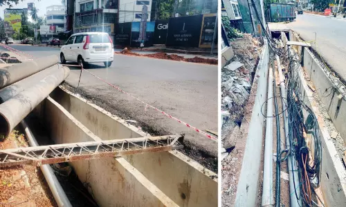 അപകടക്കെണിയൊരുക്കി മാനാഞ്ചിറ-വെള്ളിമാട്കുന്ന് റോഡ് അപകടക്കെണിയൊരുക്കി മാനാഞ്ചിറ-വെള്ളിമാട്കുന്ന് റോഡ്