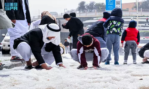 അൽ ബാഹയിൽ വെള്ളിപ്പട്ടു പുതച്ച് മലനിരകളും തെരുവുകളും; സന്ദർശകരുടെ തിരക്ക്