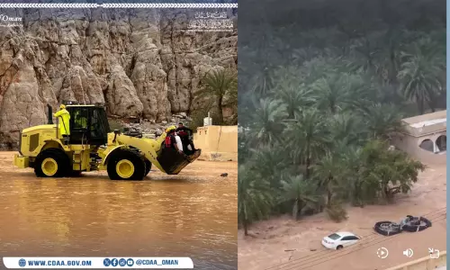 കനത്ത മഴ; ഖസബിൽ വാദിയിൽ ഒഴുക്കിൽപെട്ട് ഒരു സ്ത്രീ മരിച്ചു