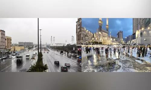 മക്കയിലും മദീനയിലുമുൾപ്പടെ ശക്തമായ മഴ; പല ഭാഗങ്ങളിലും മഞ്ഞുവീഴ്ച