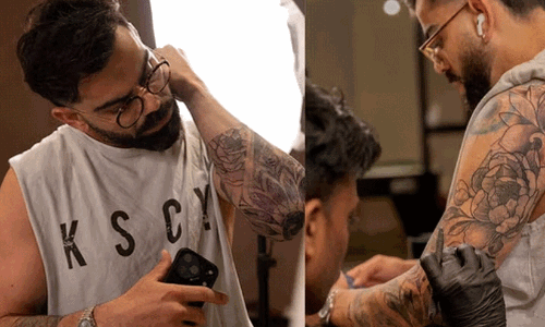 ഐ.പി.എല്ലിനു മുന്നോടിയായി കയ്യിൽ ഫുൾ സ്ലീവ് ടാറ്റുവുമായി വിരാട് കോലി