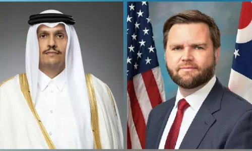 ആ​ഗോ​ള ഊ​ർ​ജ വി​ത​ര​ണം -പ്ര​തി​രോ​ധ പ​ങ്കാ​ളി​ത്തം; ഖ​ത്ത​ർ പ്ര​ധാ​ന​മ​ന്ത്രി -യു.എസ് വൈ​സ് പ്ര​സി​ഡ​ന്റ് കൂ​ടി​ക്കാ​ഴ്ച